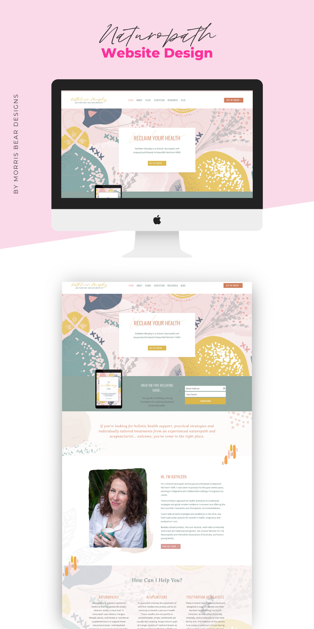Feminine Website Design for Naturopath Kathleen Murphy by Morris Bear Designs