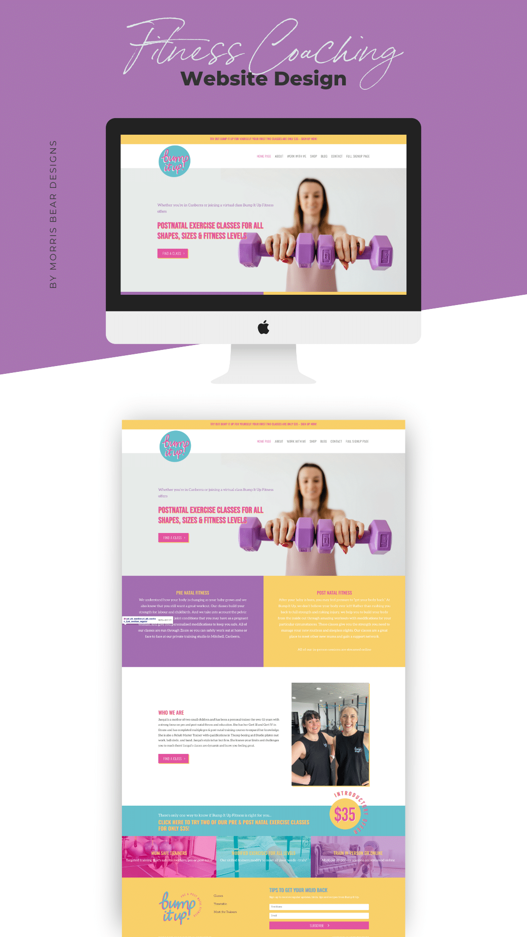 Wordpress Website design for fitness coach - website design in a day sales page design